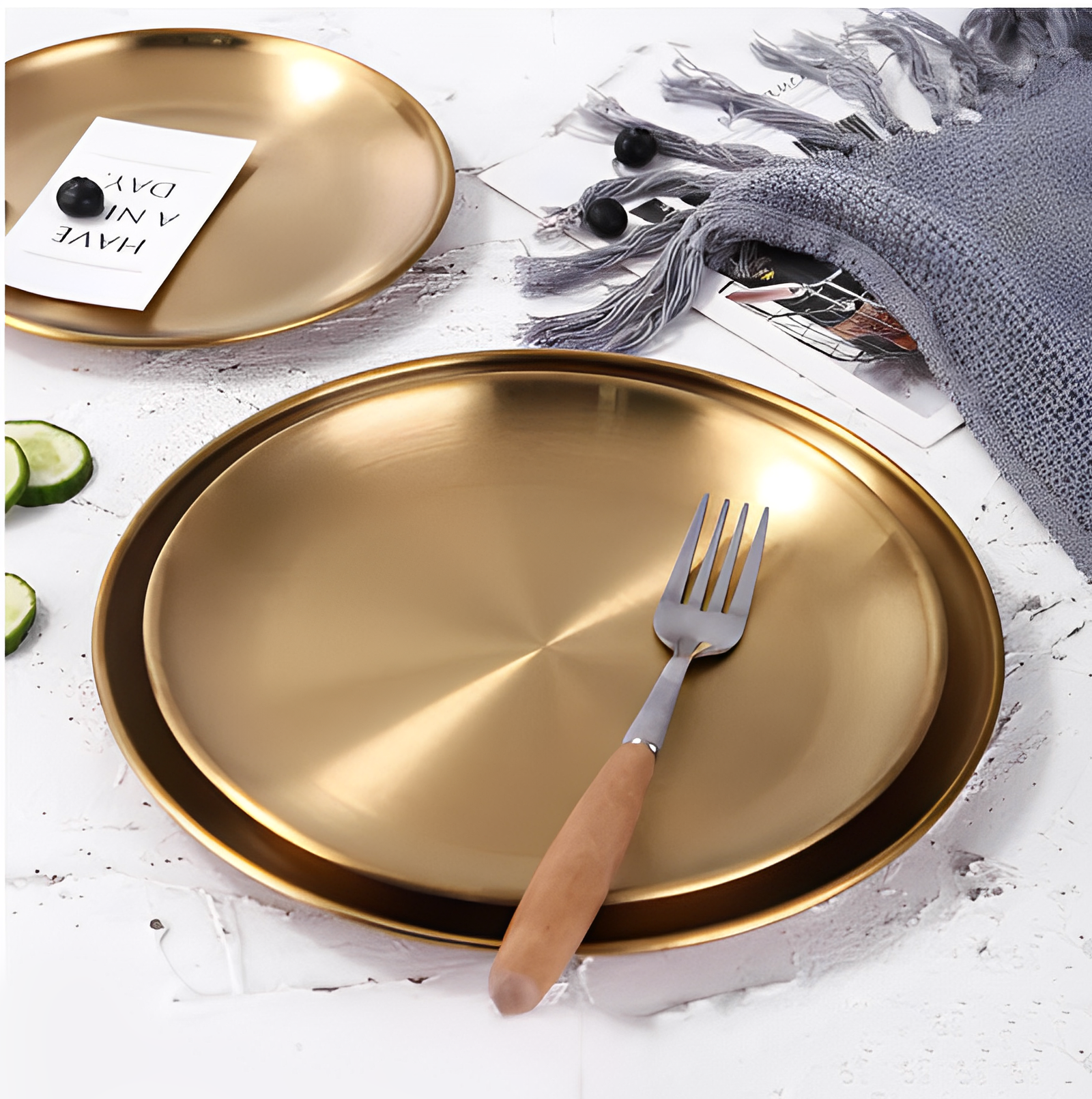 اطباق ذهبيه للتقديم مقاس 24 - الصورة 2