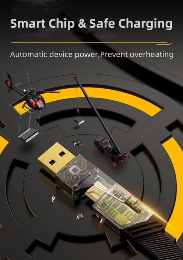 •        كابل شاحن USB متعدد 15 سم، شحن سريع 65 واط 3 في 1  (Lightning, Type-C & Micro USB)