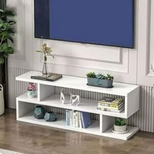 طاولة تلفزيون ومركز ترفيه باللون الأبيض، مكتب تلفزيون متعدد الاستخدامات ووحدة وسائط عملية لغرفة المعيشة، أثاث منزلي أنيق وراقي لمساحة المشاهدة الخاصة بك  Amazon.eg: المنزل والمطبخ