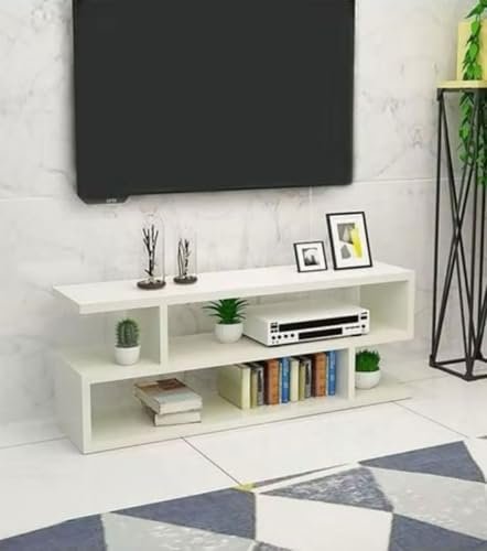 طاولة تلفزيون ومركز ترفيه باللون الأبيض، مكتب تلفزيون متعدد الاستخدامات ووحدة وسائط عملية لغرفة المعيشة، أثاث منزلي أنيق وراقي لمساحة المشاهدة الخاصة بك Amazon.eg: المنزل والمطبخ - الصورة 8