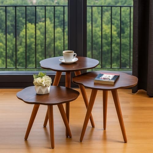 3 طاولات خشبية متداخلة