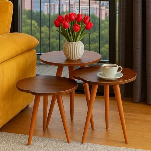 3 طاولات خشبية متداخلة