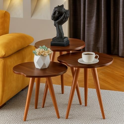 3 طاولات خشبية متداخلة