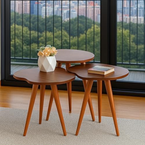 3 طاولات خشبية متداخلة